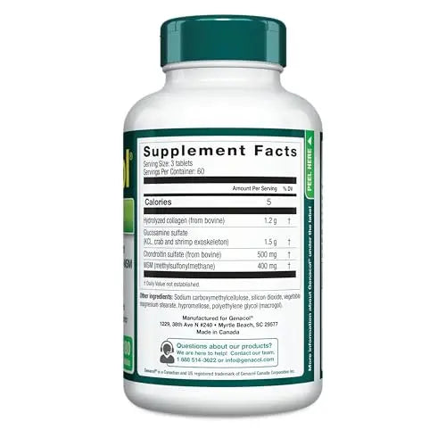 Genacol Optimum – Glucosamine, Chondroitin, MSM & Ultra-Hydrolyzed Collagen, Joint Support Tablets, 180 Count (60-Day Supply) Genacol uk supplements