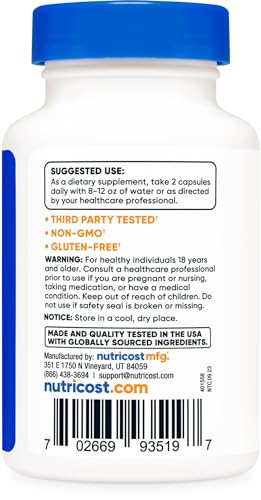 Nutricost Coleus Forskohlii 500mg, 60 Capsules - Maximum Strength Formula Nutricost uk supplements