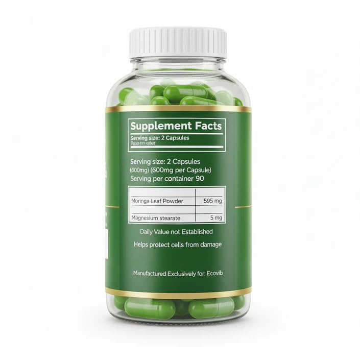 ECOVIB Moringa Capsules – 180 Vegan Capsules | Organic Superfood for Energy, Immunity & Detox ECOVIB uk supplements