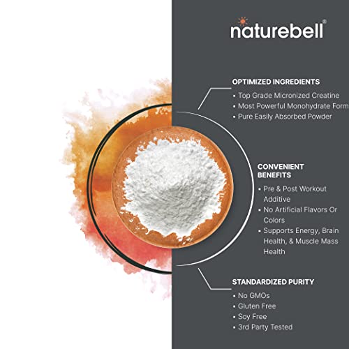 NatureBell Creatine Monohydrate Powder 500 Grams, 5000mg Per Serving NatureBell uk supplements