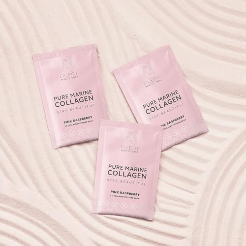 Plent Pure Marine Collagen Pink Raspberry - Stay Beautiful - 5G Collagen Peptides Daily - 30 Sachets Plent uk supplements