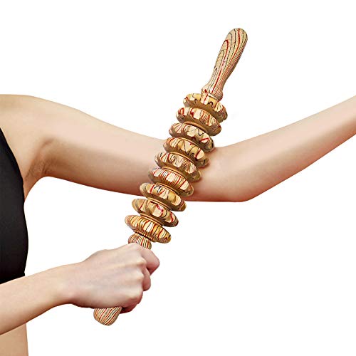 Deston Wooden Massager Handheld Roller Trigger Point Massager Stick for Fascia, Cellulite Deston uk supplements