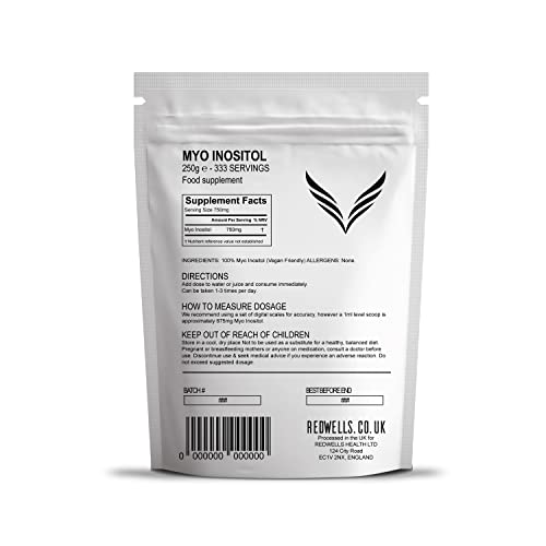 Myo Inositol Powder REDWELLS PCOS & Fertility GMO Free Vegan - 250g Pack REDWELLS uk supplements