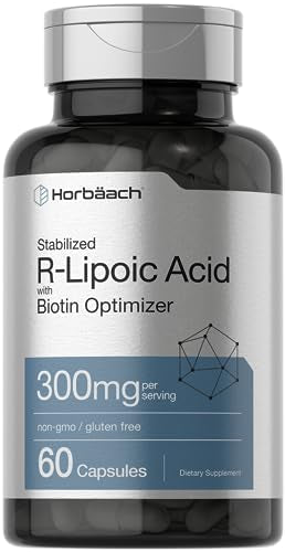Stabilized R-Lipoic Acid 300mg | 60 Capsules | with Biotin Optimizer | Non-GMO, Gluten Horbäach uk supplements