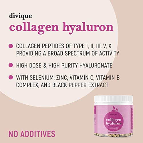 Collagen Capsules Divique Collagen Hyaluron 1500mg Collagen Peptides Type 1, 2, 3, 5, 10 Divique uk supplements