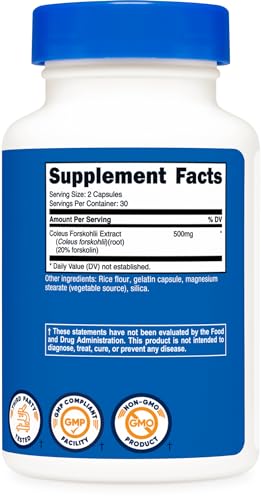Nutricost Coleus Forskohlii 500mg, 60 Capsules - Maximum Strength Formula Nutricost uk supplements