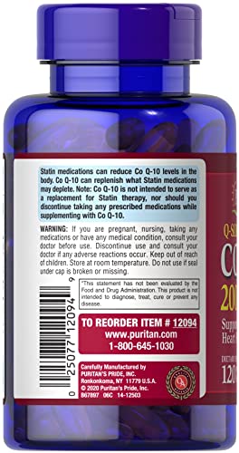 Puritan's Pride Q-Sorb CoQ10 200mg Supports Heart Health,120 Softgels Puritan's Pride uk supplements