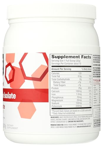 365 by Whole Foods Market, Chocolate Whey Protein Isolate, 16.9 Ounce 365 by Whole Foods Market uk supplements