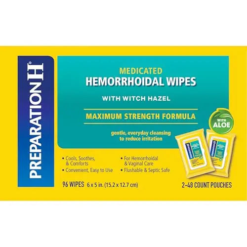 Preparation H Hemorrhoid Flushable Wipes with Witch Hazel for Skin Irritation Relief - 96 Count Preparation H uk supplements