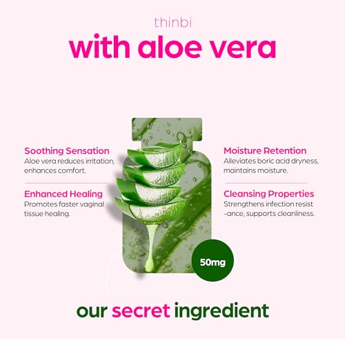 Thinbi Boric Acid Suppositories for Women w/Aloe Vera - BV Treatment & PH Balance Artnaturals uk supplements