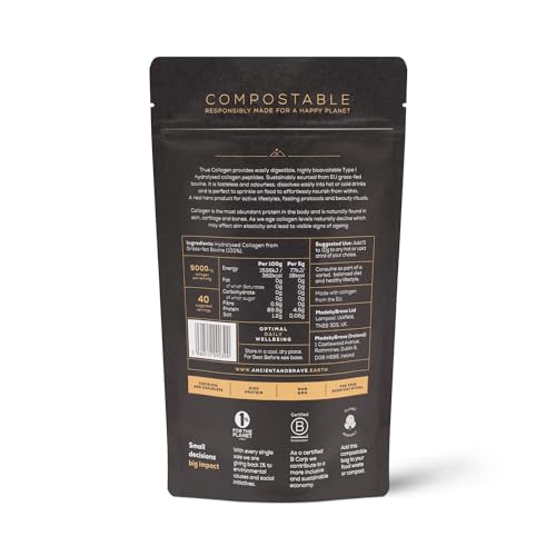 Ancient + Brave True Collagen 200g - Grass-Fed Bovine Collagen Powder - 100% Hydrolysed Collagen Ancient + Brave uk supplements