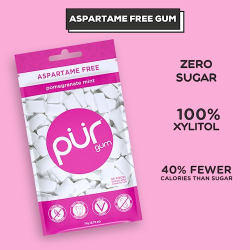 PUR Gum | Aspartame Free Chewing Gum | 100% Xylitol | Natural Pomegranate PUR uk supplements