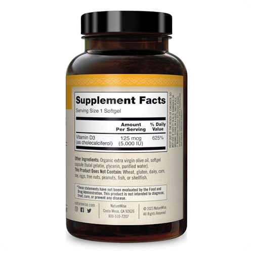 NatureWise Vitamin D3 5000iu (125 mcg) Healthy Muscle Function, and Immune Support NatureWise uk supplements