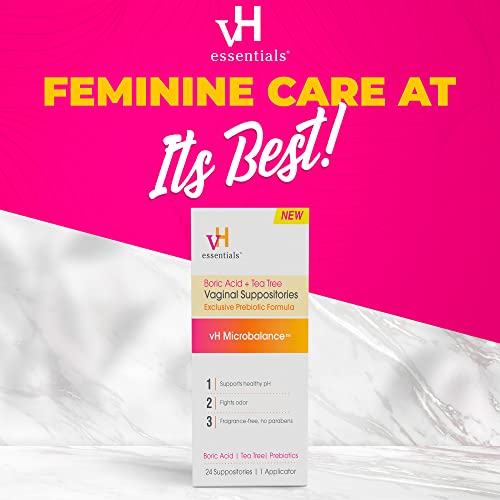vH essentials Boric Acid + Tea Tree Vaginal Suppositories - Prebiotics Formula with Lactic Acid vH essentials uk supplements