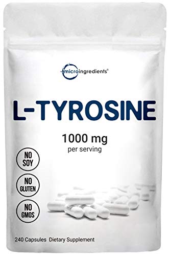 Micro Ingredients Plant Based L Tyrosine Pills, 1000mg Per Serving, 240 Capsules Micro Ingredients uk supplements