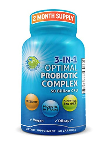 Probiotics with Digestive Enzymes and Prebiotic for Women and Men - 3-In-1 Vegan Probiotic SUPPLEMENTS STUDIO uk supplements