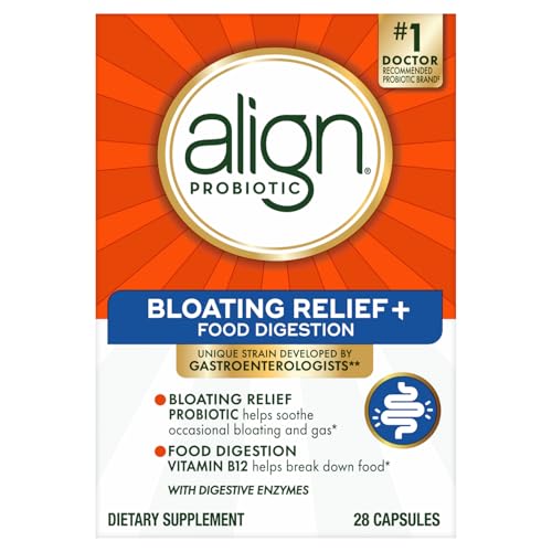 Align Probiotic Bloating Relief + Food Digestion, Probiotics for Women and Men, #1 Doctor Recommended Brand‡, Promotes Digestive Health and Helps Support the Metabolism of Food*, 28 Capsules Align uk supplements