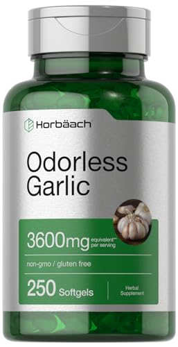 Odorless Garlic Softgels | 250 Count | Ultra Potent Garlic Extract | Non-GMO & Gluten Free Horbäach uk supplements