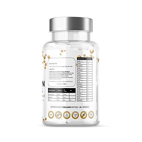 Pure Collagen Supplements Capsules Grass Fed Advanced Multi Collagen Peptides K GEN rejuvenation nutrition uk supplements