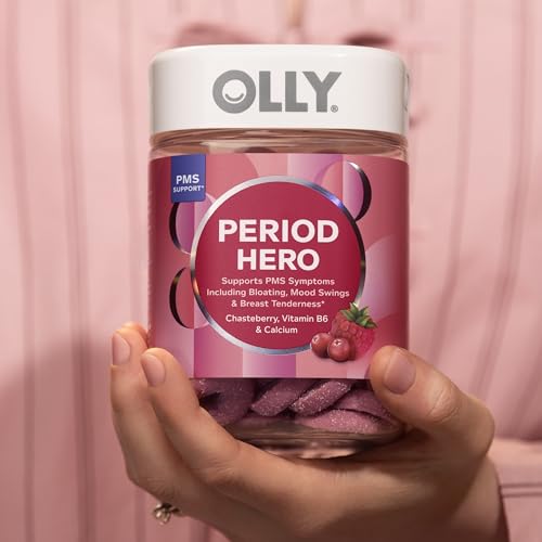 OLLY Period Hero Gummies, PMS Support Supplement,* Chasteberry, Vitamin B6, Calcium, Cran-Raspberry Flavor, 30 Day Supply - 60 Count OLLY uk supplements