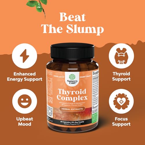 Thyroid Support Natural Complex Supplement Capsules with Vitamin B-12 Natures Craft uk supplements