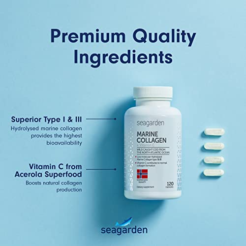 Seagarden Marine Collagen Capsules + Vitamin C | Collagen Peptides (Type I & III) SEAGARDEN uk supplements