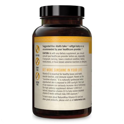NatureWise Vitamin D3 5000iu (125 mcg) Healthy Muscle Function, and Immune Support NatureWise uk supplements