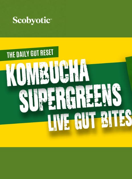 Scobyotic® Kombucha Supergreens Live Gut Bites – 10 Billion CFU Probiotics + Prebiotics & Postbiotics – Kombucha & Supergreens – Freeze-Dried Probiotic Supplement Scobyotic uk supplements