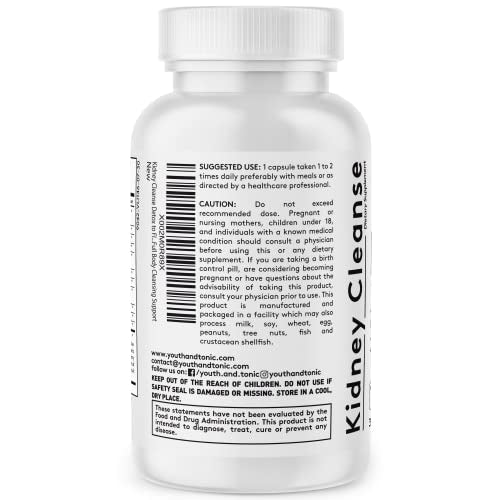 Youth & Tonic Kidney Cleanse Detox for Residual Metabolic Waste & Excess Body Water for Urinary Tract Youth & Tonic uk supplements