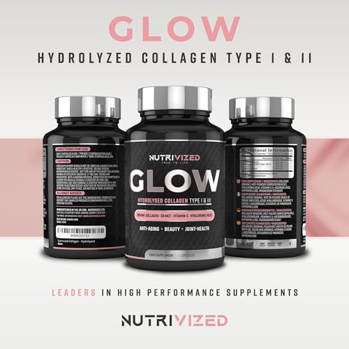 Nutrivized Glow Hydrolysed Type 1&3 Collagen with Premium Pure C8 MCT Oil - Vitamin C & Hyaluronic Acid Nutrivized uk supplements