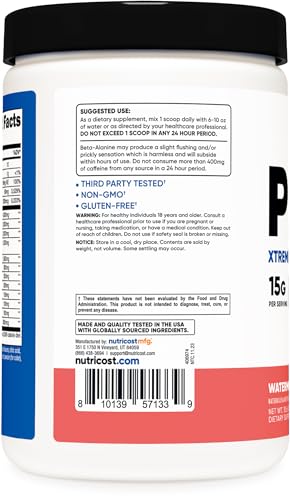 Nutricost Pre-Workout Xtreme, Watermelon, 30 Servings, Vegetarian, Non-GMO and Gluten Nutricost uk supplements
