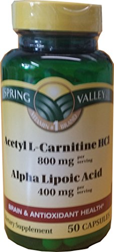 Spring Valley - Acetyl L-Carnitine 800mg Plus Alpha Lipoic Acid 400mg, 50 Capsules Heath Secret uk supplements
