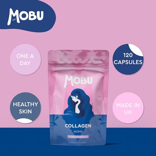 Hydrolysed Collagen 400mg 120 Capsules | Hair, Skin and Joint Health Supplement | Bovine Collagen for Women & Men MOBU uk supplements