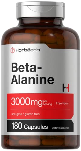 Beta Alanine Capsules | 3000mg | 180 Count | Non-GMO, Gluten Free Supplement Horbäach uk supplements
