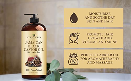 Handcraft Blends Jamaican Black Castor Oil for Hair Growth, Eyelashes and Eyebrows Handcraft Blends uk supplements