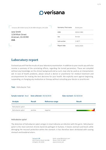 Candida & Helicobacter Test – Lab Testing Kit for Diagnosing Candida and H Pylori in Your Gut – Home Stool Test Verisana uk supplements