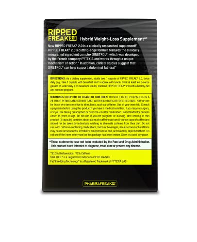 Pharmafreak Ripped Freak 2.0 - Hybrid Weight Loss Supplement - USA - 60ct (Bottle Only) Pharmafreak uk supplements