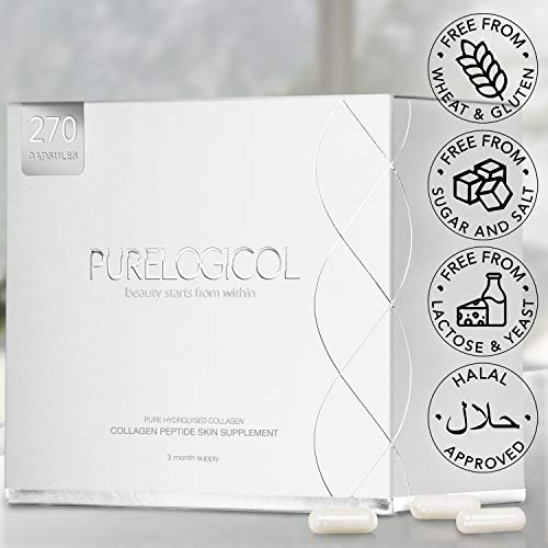 Collagen Supplement, Best Hydrolysed Collagen Peptides, 3 Months Supply for Younger Looking Skin Purelogicol uk supplements