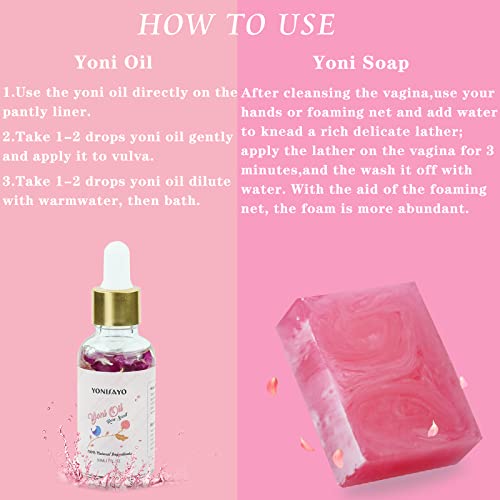 Yoni Wash & Yoni Oil & Yoni Soap for Women Set, 5.29oz Yoni Soap Bar, 2 * 30ml Feminine Oil, 6.7 fl.oz yonisayo uk supplements