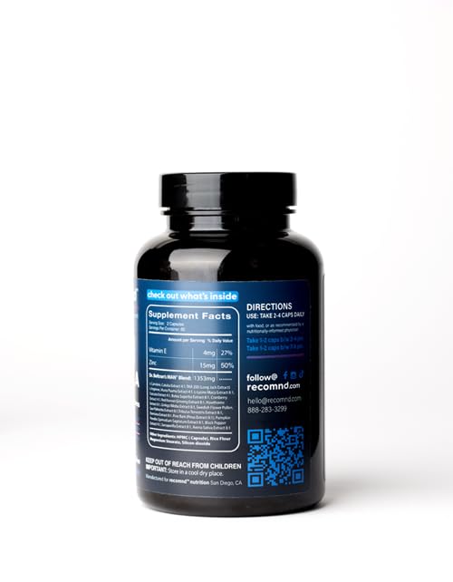 recomnd Nutrition - Man+ Formula, Energy Support, Muscle Support, and Prostate Health Supplements for Men with Vitamin E, Saw Palmetto, Red Korean Ginseng, and More, 120 Capsules recomnd uk supplements