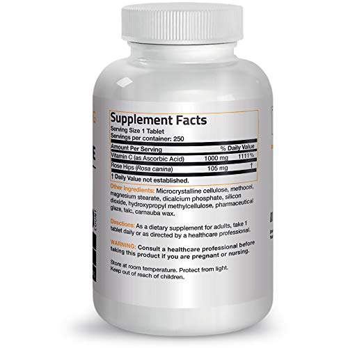 Bronson Vitamin C 1000 mg with Rose Hips Sustained Release, 250 Tablets Bronson uk supplements