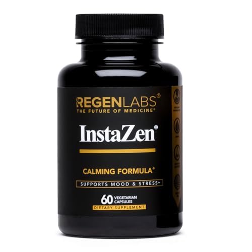 InstaZen Natural Stress Relief Supplement Mood Support | Doctor Formulated Herbal Calm Formula with DHHB, Safranal Extract, L-Theanine, Lemon Balm | Stress Support - 60 Capsules Regen Labs Regen Labs uk supplements
