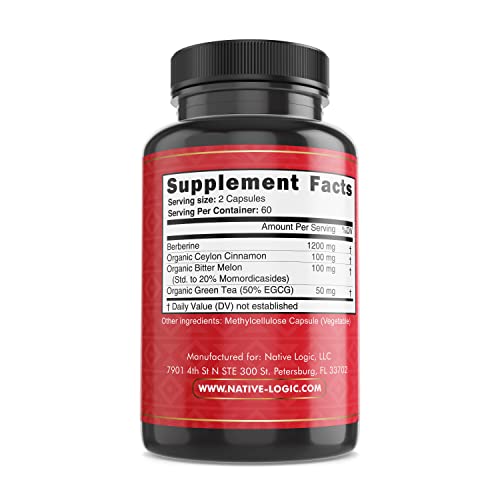 Native Logic Berberine HCL 1200mg with Ceylon Cinnamon, Bitter Melon, and Green Tea Native Logic uk supplements