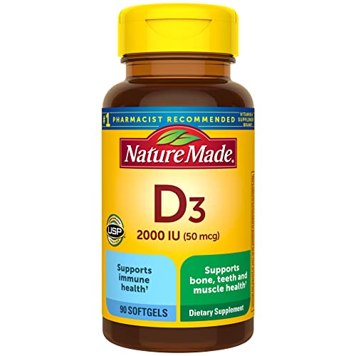Nature Made Vitamin D3 2000 IU (50 mcg), Dietary Supplement for Bone, Teeth, Muscle Nature Made uk supplements