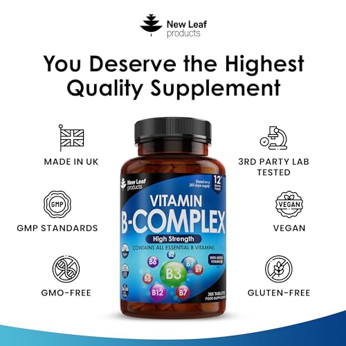Vitamin B Complex - 365 Small Tablets (One Year Supply) High Strength All 8 B Vitamins NEW LEAF PRODUCTS uk supplements