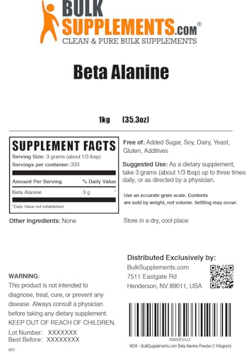 BULKSUPPLEMENTS.COM Beta Alanine Powder - Beta Alanine Pre Workout, Beta Alanine BULKSUPPLEMENTS.COM uk supplements
