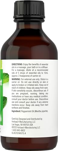 Horbaach Peppermint Oil | 2 fl oz | Pure Essential Spray | for Massage, Bath & Diffusers | Non-GMO Horbäach uk supplements