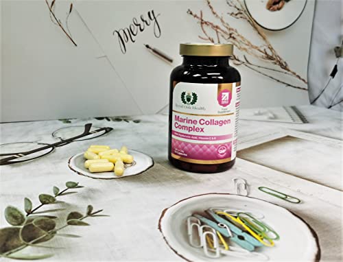 Marine Collagen Complex – 120 Hydrolyzed Fish Collagen Capsules – Enriched with Vitamin C Royal Oak Health uk supplements