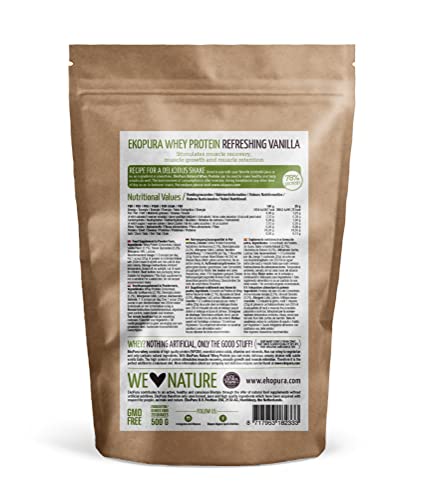 Ekopura Natural Whey Protein - Vanilla - 500g | 78% Protein | 100% Natural Grass Fed Whey Ekopura uk supplements