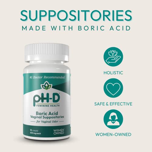 pH-D Feminine Health - Boric Acid Starter Bundle - pH-D Boric Acid Vaginal Suppositories 12 Count pH-D Feminine Health Support uk supplements